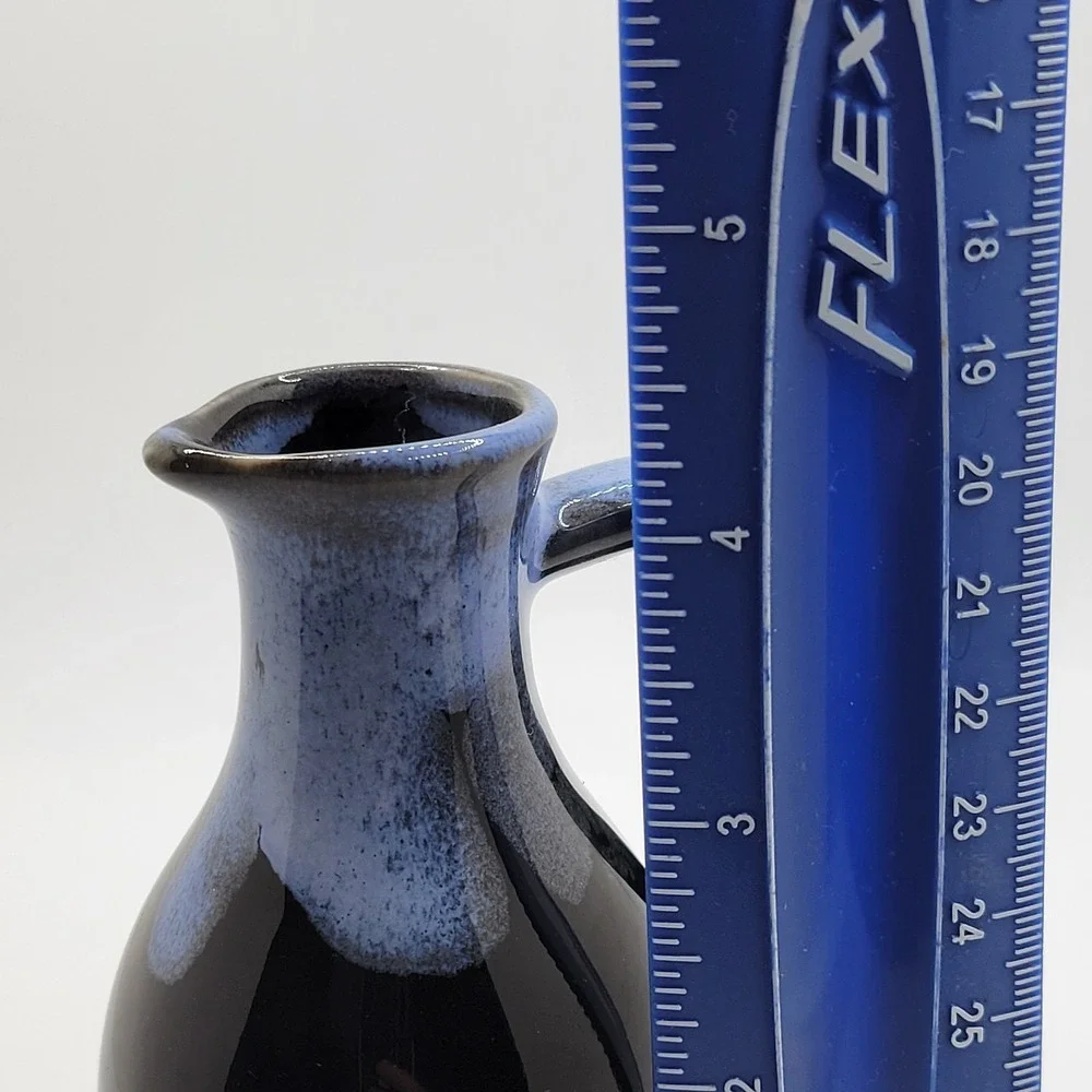 Blue Black Drip Glaze Ceramic Pitcher Vase 4.5